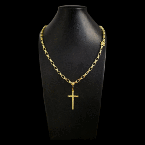 Corrente de Cartier Tijolinhos com Pingente de Cruz Folheado a Ouro 18k
