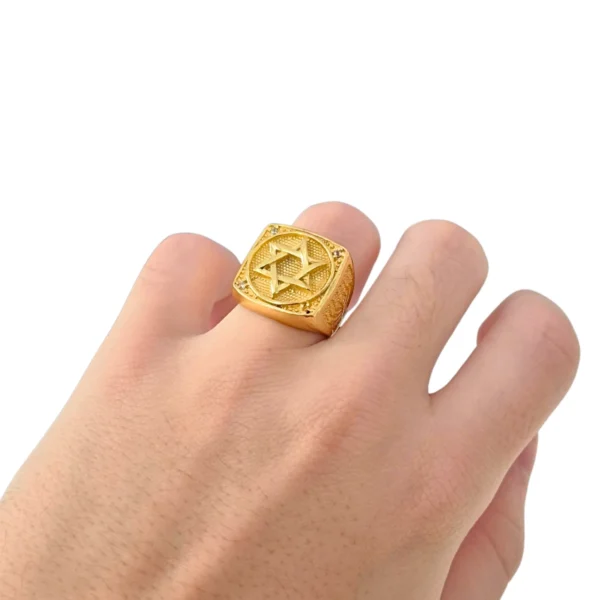 Anel Signet (Sinet) com a Estrela de Davi em relevo - Imagem 3