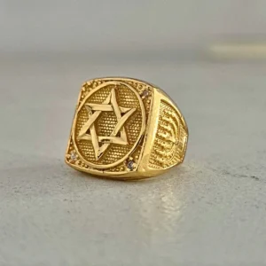Anel Signet (Sinet) com a Estrela de Davi em relevo